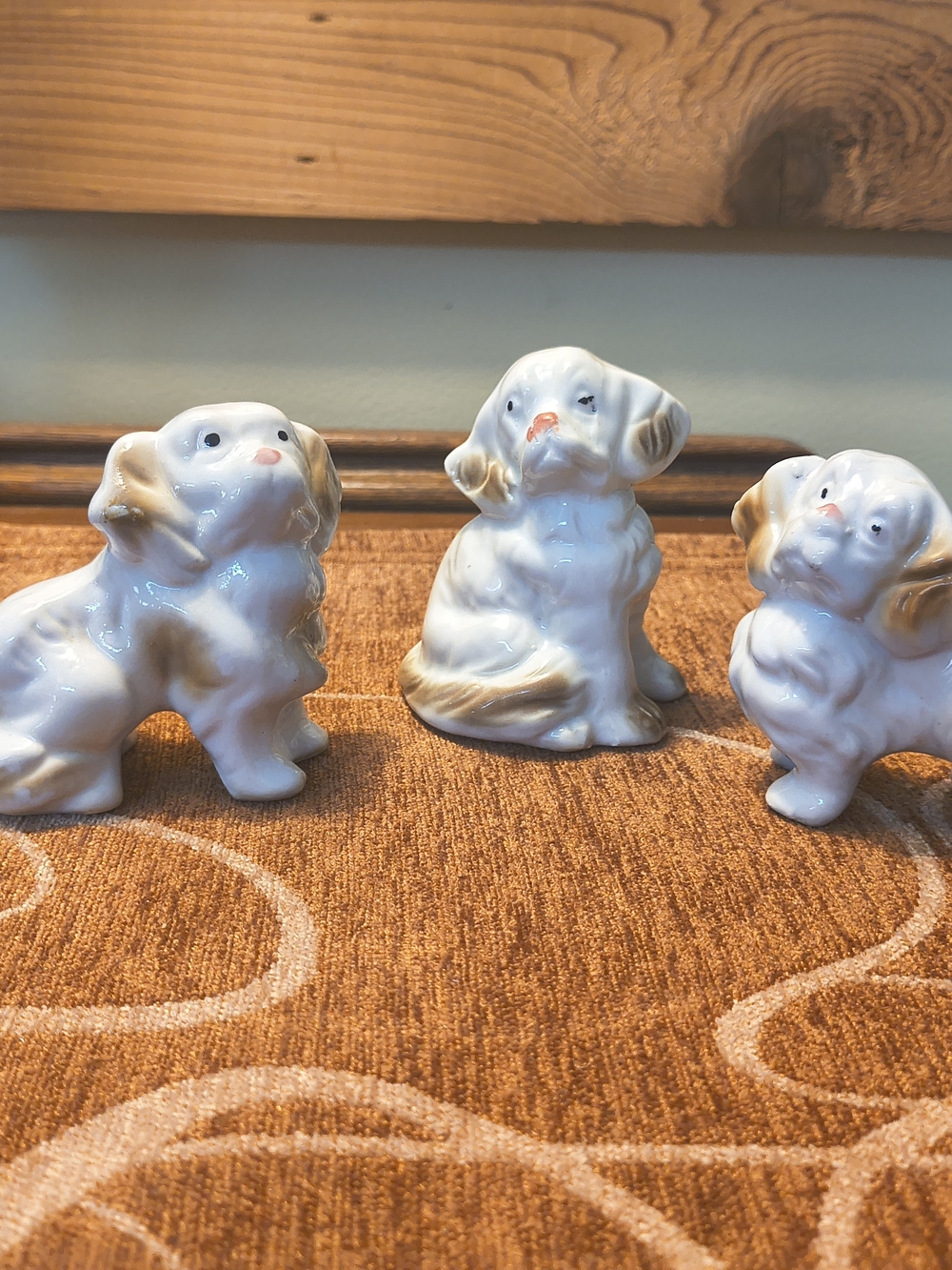 Vintage MCM Set Of 3 Porcelain Dog Spaniel Cavalier Pekingese Set